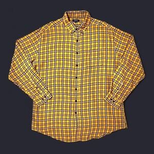 Croft & Barrow Men’s Yellow Plaid Flannel Shirt XL | Classic Button Down